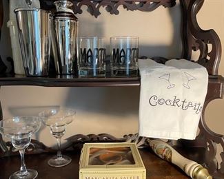 Vintage Curio Shelf with Bar Equipment