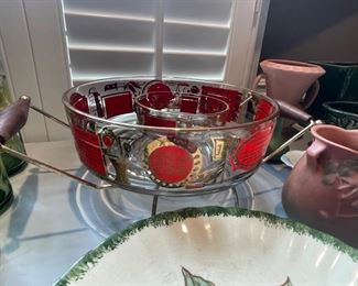 Vintage Chip and Dip Set on Stand