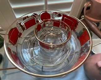 Vintage Chip and Dip Set on Stand