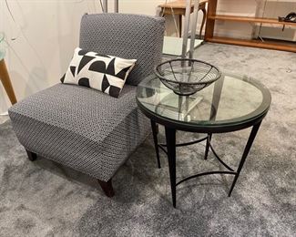 Slipper Chair and Round Side Table