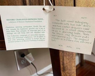 Baker Historic Charleston Reproduction Half Round Mahogany Commode