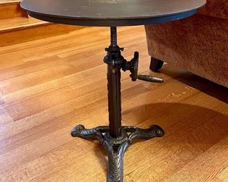Item 66:  Reclaimed Metal Adjustable Crank Side Table- 24" x 25.5":  $265