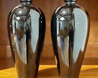 Item 75:  (2) Black Decorative Vases:  $38/Pair