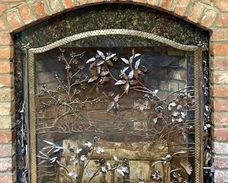 Item 79:  Folding Fireplace Screen with Metal Artwork - 56" x 34":  $275
