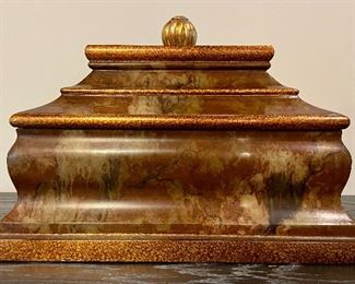 Item 80:  Decorative "Marbelized" Box with Gold Knob - 13.75"l x 9.75"w x 10"h:  $75