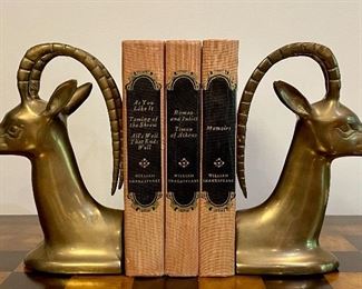 Item 88:  Vintage Brass Antelope Bookends - 7.5":  $48