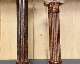 Item 89:  Pair of Wood Column Candlesticks:  $28                                                                         Tallest - 12"