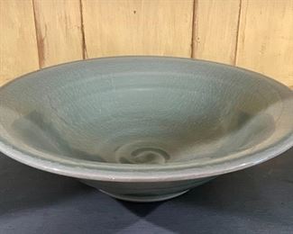 Item 82:  Simon Pearce Celadon Pottery Bowl - 12.75" x 4":  $85