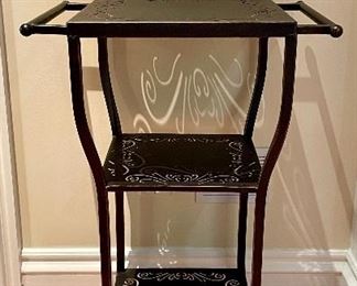 Item 36:  Pierced Metal Side Table - 18.5"l x 13.5"w x 30"h:  $145