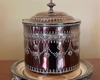 Item 103:  Vintage Silverplate Lidded Tea Caddy: $85