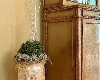 Item 61:  (2) Faux Topiaries in Capiz Shell Floor Vases - 55":   $165 for pair