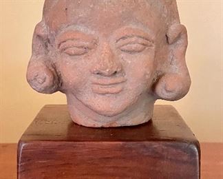 Item 109:  Indonesian Terra Cotta Head on Custom Stand, circa 1960 - 7":  $95
