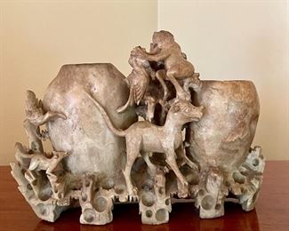 Item 112:  Carved Soapstone Animal Piece (head on human figure is missing):  As Is -- $35