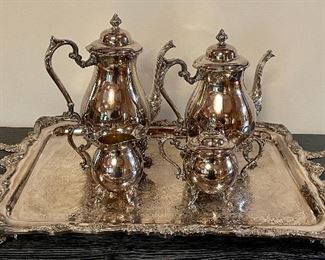Item 116:  Sheridan Silver Plate Tea and Coffee Service with Tray:  $195