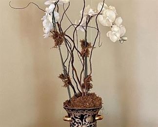 Item 117:  Faux Orchids in Black & Gold Vase - 30":  $48