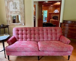 Item 53:  Upholstered Sofa with Down Cushions (the upholstery is faded in some areas) - 81"l x 23"w x 36"h:  $450