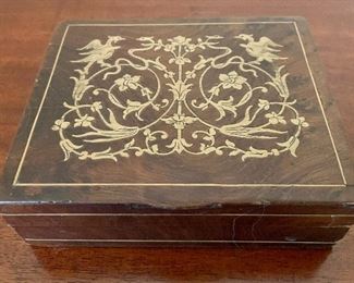 Item 136:  Vintage Inlaid Wooden Trinket/Stash/ Cigarette Box Intricate Design:  $24