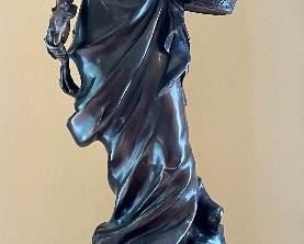 Item 25:  Signed Hollow Bronze Sculpture - 12"l x 12"w x 38"h:  $995