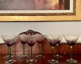 Item 140:  (8) Hand Painted Wine Glasses:  $95