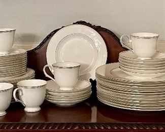 Item 143:  Lenox Federal Platinum China:   $445                                                         11 dinner plates, 11 salad plates, 11 dessert plates, 11 cups, 11 saucers