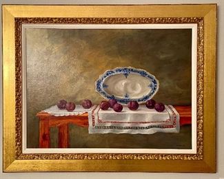 Item 31:  Oil on Canvas Signed A. Lowther with Plums - 38" x 30":  $425