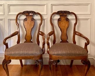 Item 21:  (2) Drexel Heritage Queen Anne Style Armchairs - 24"l x 18.5"w x 42"h:  $425