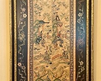 Item 153:  (2) Embroidered Antique Chinese Embroidery Textile Panels - 14.25" x 26.25": $175/Ea