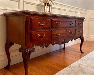 Item 23:  Drexel Heritage Sideboard with Marble Top- 72"l x 24.5"w x 36.75"h: $645