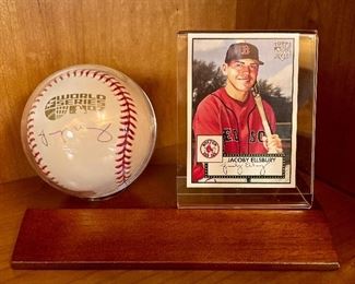 Item 158:  Autographed Jacoby Ellsbury Baseball & Card:  $50