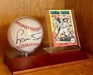 Item 161:  Autographed Luis Tiant Baseball & Card:  $50  