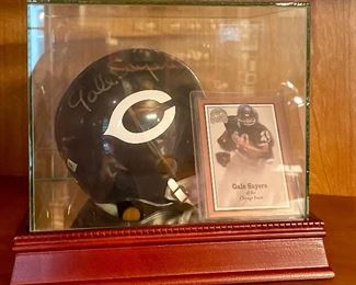 Item 183:  Autographed Gale Sayers Mini Helmet & Card:  $200