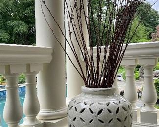 Item 18:  Reticulated Vase with Pussy Willows - 24":  $82