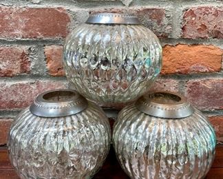 Item 239:  (3) Mercury Glass Votive Holders:  $32