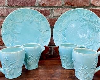 Item 240:  Sea Motif Plates & 4 Cups:  $28