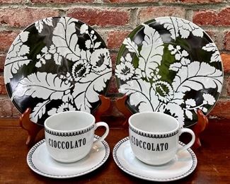 Item 243:  Set of (2) Cioccolato Cups & Plates:  $24