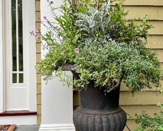 Item 17:  (2) Cast Iron Urns with Flowers - 31":  $295/Each