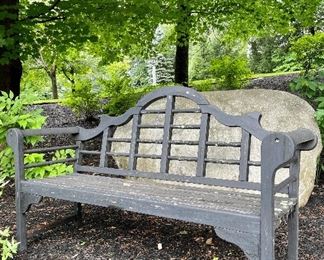 Item 249:  Painted Wood Bench (painted teak?) - 64"l x 17.5"w x 37"h:  $245