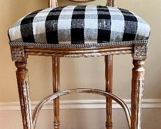 Item 283:  French Country Wooden Barstool with Upholstered Seating  - 18"l x 18"w x 44.5"h & seat height - 30.5":  $165