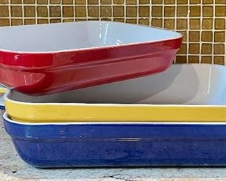 Item 303:  Emilie Henry 96.32 (Red) Baker:  $16                                                           Item 304:  Emilie Henry (Yellow) Baker:  $24                                                                   Item 305:  Emilie Henry (Blue) Baker:  $32