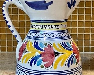 Item 308:  "Restaurante" Pitcher (Made in Spain):  $22