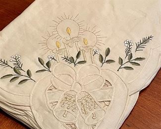Item 321:  Embroidered Tablecloth with Candles - 72" x 108":  $32
