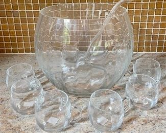 Item 333:  Crate & Barrel Punch Bowl with 6 Glasses: $45