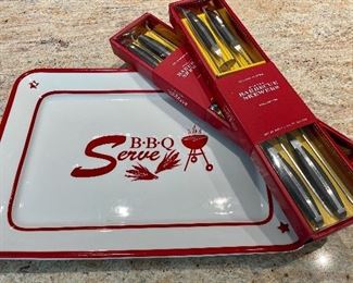 Item 334:  Williams-Sonoma BBQ Platter & 8 Skewers:  $75 for set