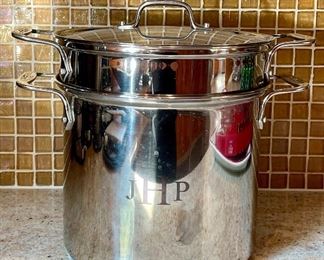 Item 343:  Monogrammed 8 Qt. Stockpot with Steamer Insert:  $125