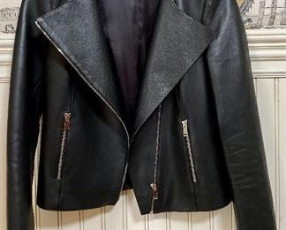 Item 384:  Massimo Dutti Leather Coat (size XS): $165