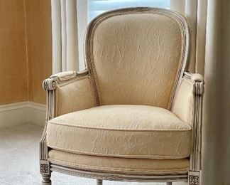 Item 40:  Custom Upholstered Armchair (Pale Yellow) - 26.75"l x 20.5"w x 37"h:  $445