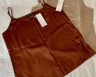 Item 387:  Eileen Fisher Tank Tops:   $58 for both                                                                          Brown - Silk (size xs), Champagne - Silk Linen Blend (size xxs)  