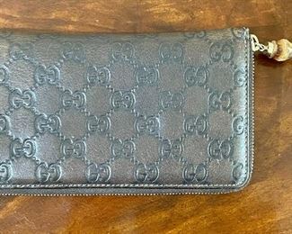 Item 361:  Gucci Guccissima Leather Bamboo Tassel Zip Around Wallet:  $295