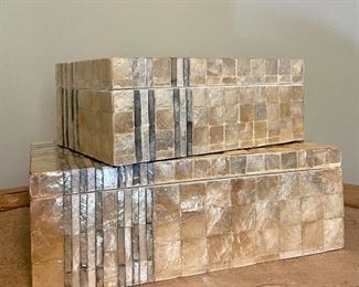 Item 409:  (2) Capiz Shell Boxes: $48 for pair