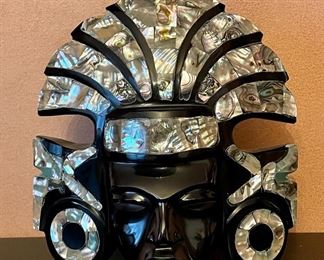 Item 410:  Aztec Mayan Abalone and Obsidian Warrior - 6.75": $85